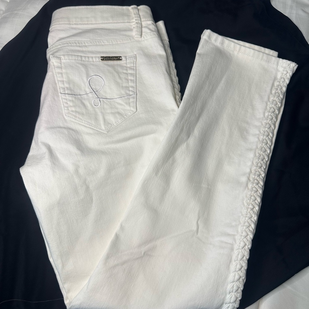 Lilly Pulitzer White South Ocean Skinny Crop with Braided legs